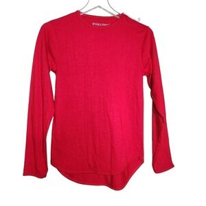 Evolution in Design Red Thermal Top Activewear Waffle Knit Athletic Long Sleeve